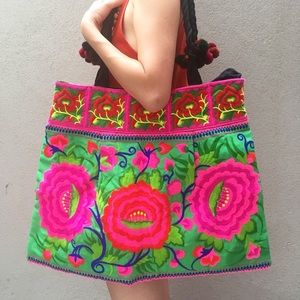 Acid Floral Embroidered Boho Bag